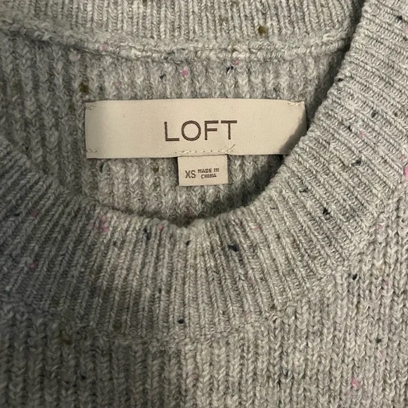 LOFT Gray Sweater Dress with Bow Sleeve Accents - Picture 3 of 8